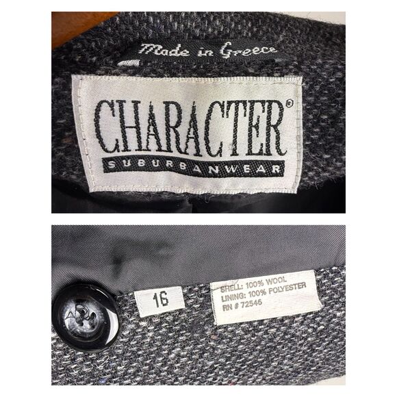 Vintage 80s 90s Wool Tweed Oversized Blazer Gray Donegal Style - Picture 8 of 14